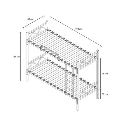 Etagenbett wind 80x190 cm Metall weiß mit Lattenrost