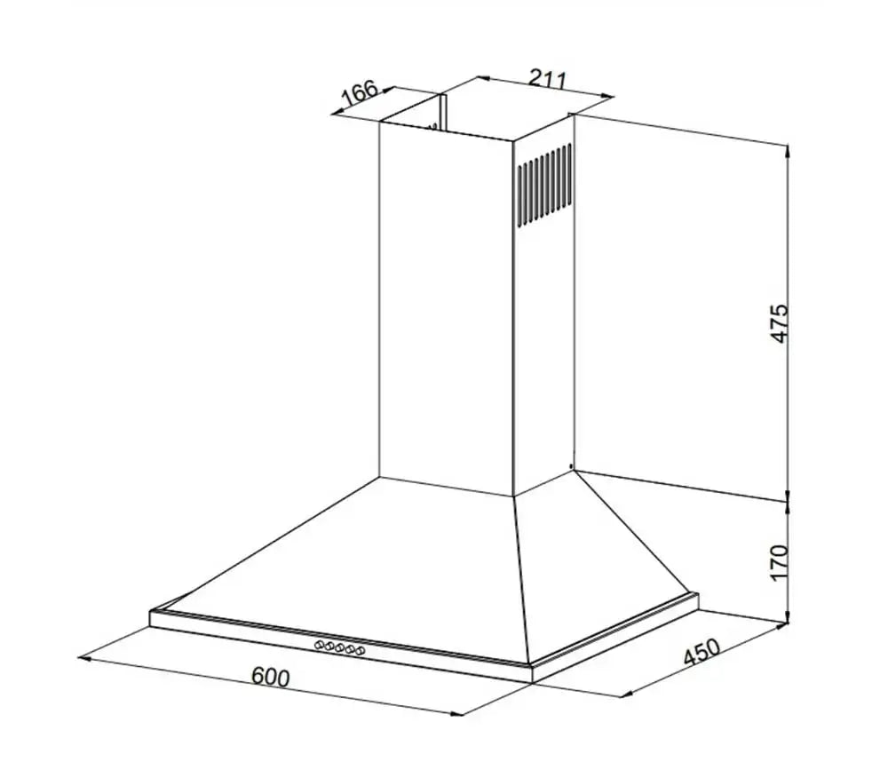 Dunstabzugshaube Pyramide 90 cm Edelstahl 135W 450 m³/h