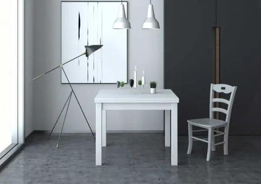Extendable table with solid wood legs and laminated top cm. 110/150x70