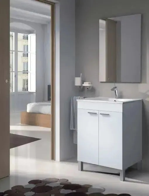 Mobile Bagno Bianco con Specchio 60x45x80 cm