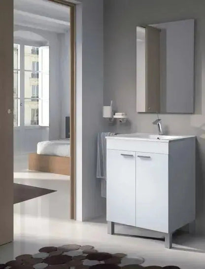 Mobile Bagno Bianco con Specchio 60x45x80 cm