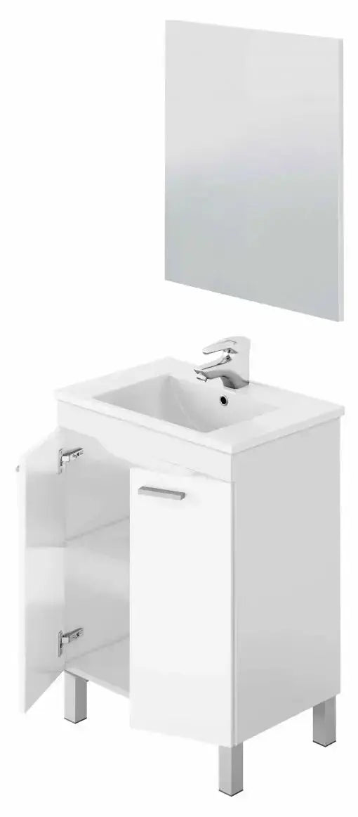 Mobile Bagno Bianco con Specchio 60x45x80 cm