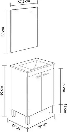 Mobile Bagno Bianco con Specchio 60x45x80 cm