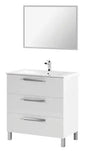 White Bathroom Cabinet 80x45x86 cm with 3 Drawers