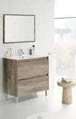 80x46x80 cm Nordic Oak Bathroom Vanity with Mirror: Scandinavian Design