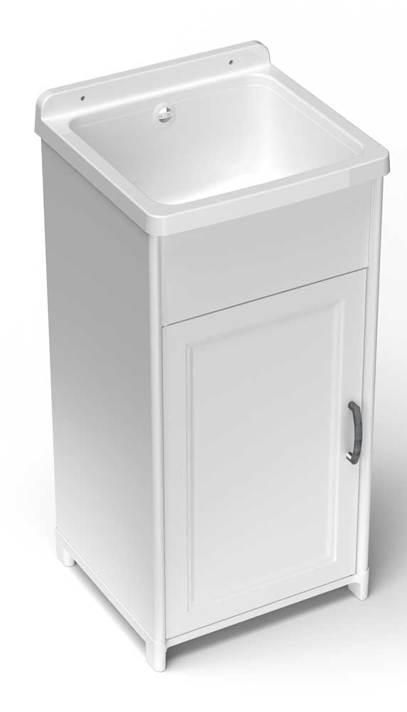 Lavatoio miniCon in resina con anta e vasca - Cm 40,5 x 36,5 x 85H
