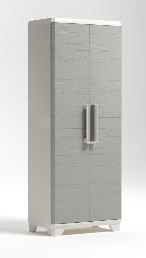 Armadio portascope in resina Linear Wood 68x39x173h, effetto legno, piedini regolabili