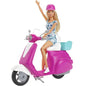 Mattel Barbie Blonde Barbie Doll with Pink Vespa Scooter Toy 3+ Gbk85