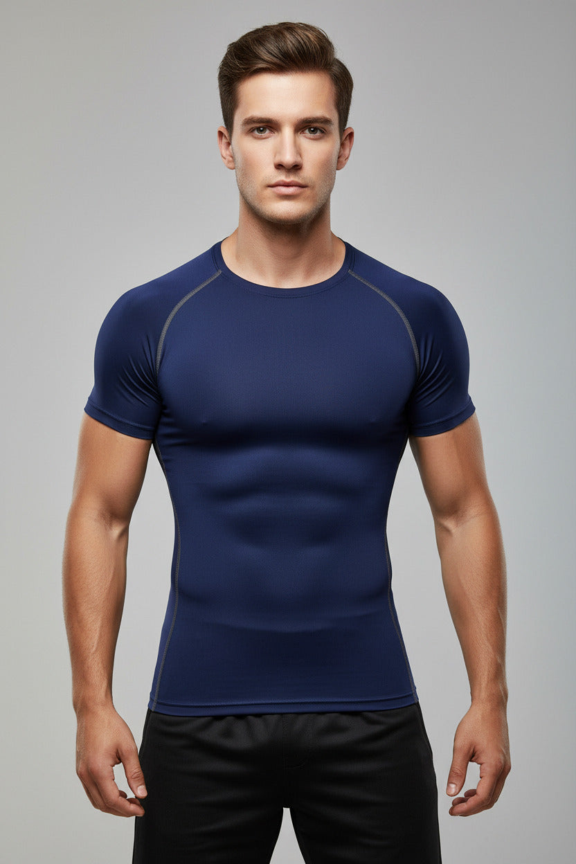 Maglietta Sportiva Uomo Elasticizzata Manica Corta Slim Fit