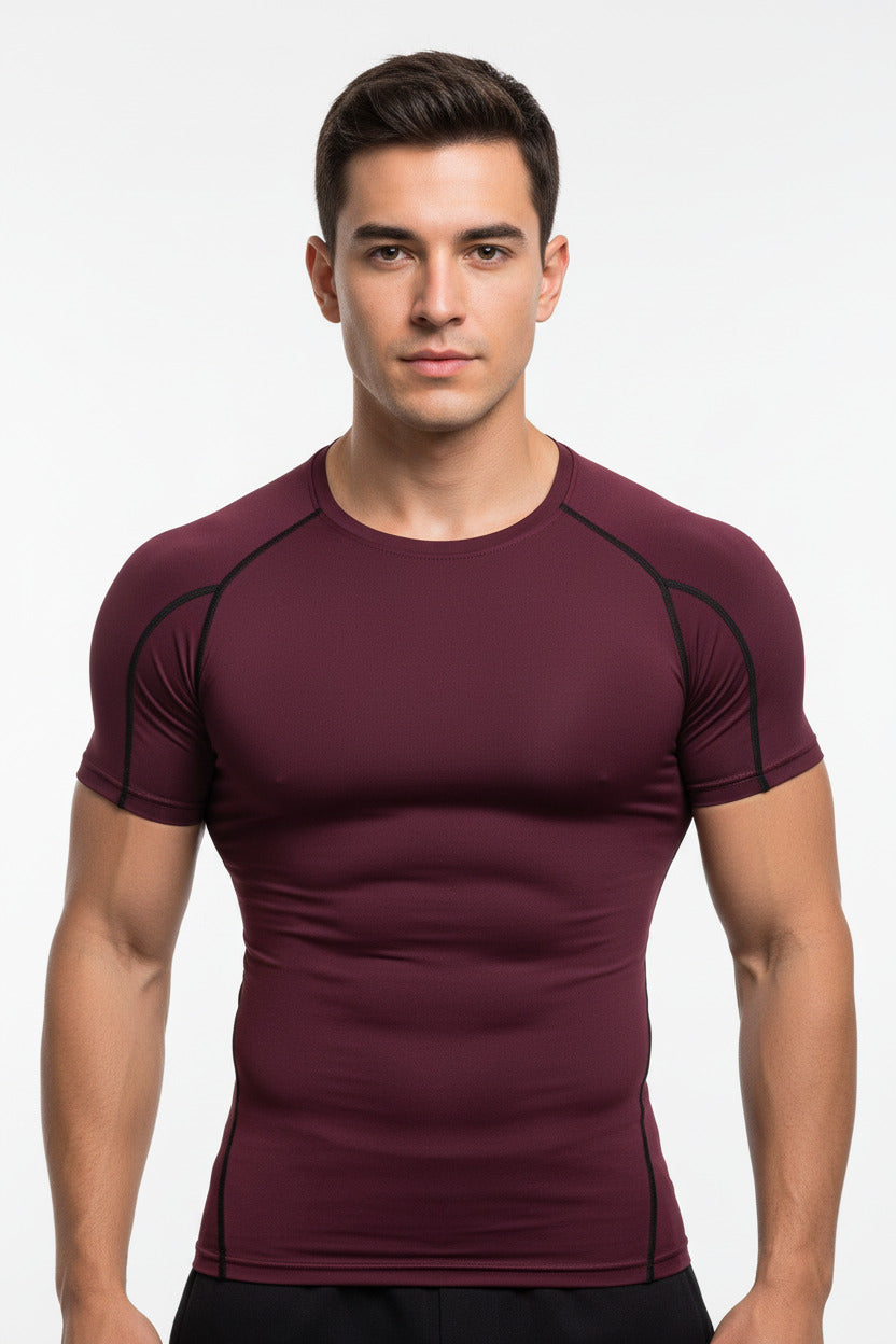 Maglietta Sportiva Uomo Elasticizzata Manica Corta Slim Fit
