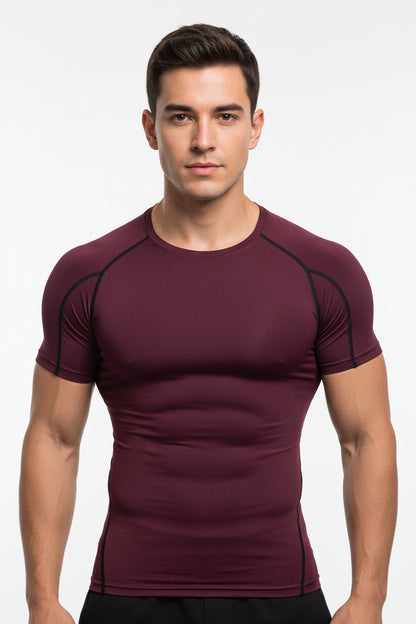 Maglietta Sportiva Uomo Elasticizzata Manica Corta Slim Fit