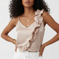 Women's Summer Polyester Tank Top with Front Diagonal Voilà Pattern