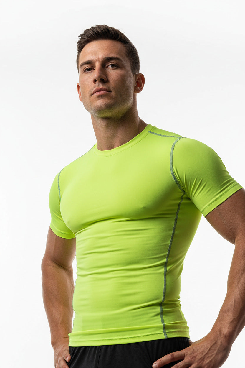 Maglietta Sportiva Uomo Elasticizzata Manica Corta Slim Fit