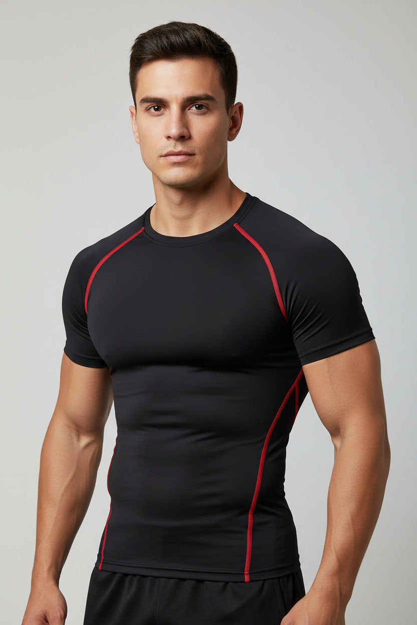 Maglietta Sportiva Uomo Elasticizzata Manica Corta Slim Fit