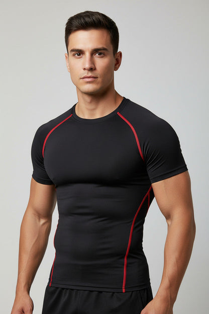 Maglietta Sportiva Uomo Elasticizzata Manica Corta Slim Fit