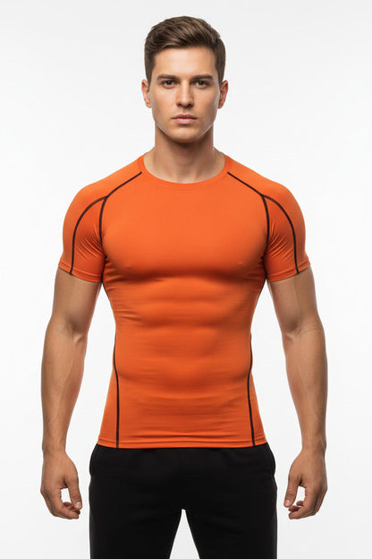 Maglietta Sportiva Uomo Elasticizzata Manica Corta Slim Fit