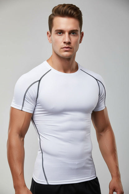 Maglietta Sportiva Uomo Elasticizzata Manica Corta Slim Fit