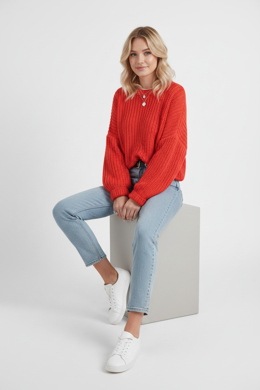 Maglione Autunnale Donna Oversize One Size – Pullover Largo Lavorato a Maglia