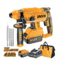 Ingco 20V SDS Plus Brushless Rotary Hammer with 2 Batteries and Accessories