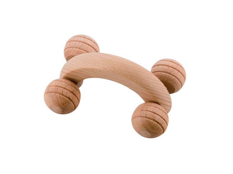 Massaggiatore 4 Ruote Piccolo In Legno Grezzo – 9 cm – Ideale Per Zona Cervicale