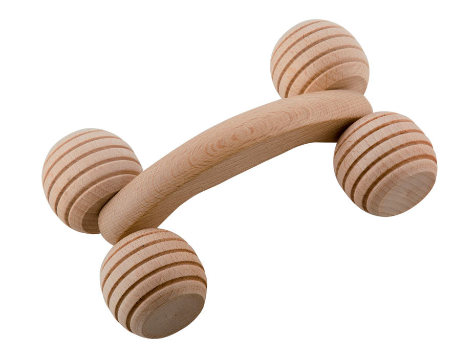 Massaggiatore In Legno Grezzo 4 Ruote Grande – 19 cm – Rilassante E Tonificante