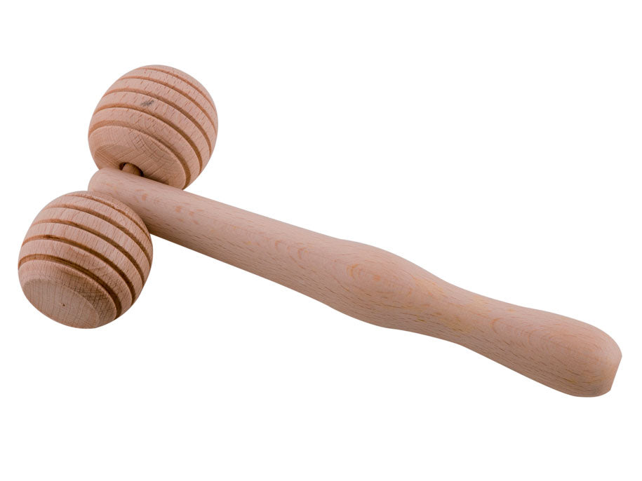 Massaggiatore In Legno Grezzo A 2 Ruote Grande 24 cm – Per Cosce, Schiena E Braccia
