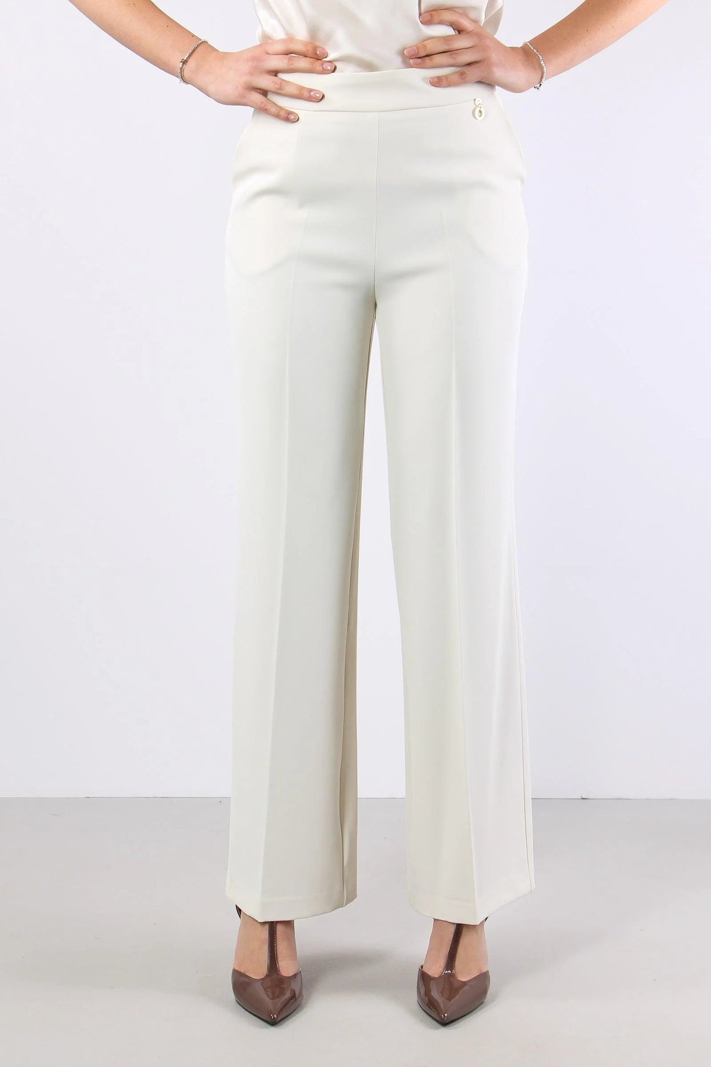 Relish Pantalone Palazzo Donna Vita Alta Avorio - LALIM RDP2607006025