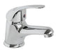 Polished chrome basin mixer with hoses