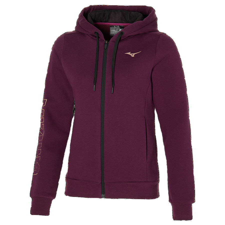 Mizuno Felpa Donna Cappuccio Cerniera Vino - K2GC270181 Athletic