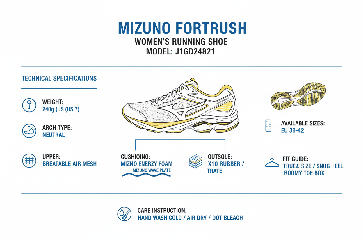 Mizuno Scarpa Running Donna Fortrush Bianco Gialla - J1GD264821
