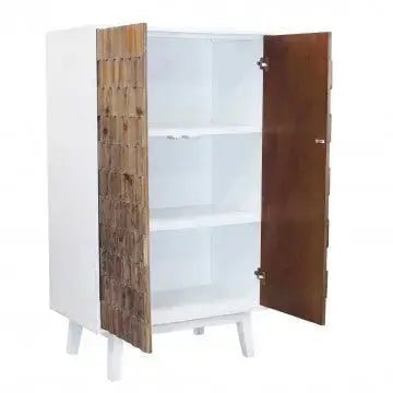 Mobile Amias: Bianco con Decorazione Color Naturale, cm 90x50x150