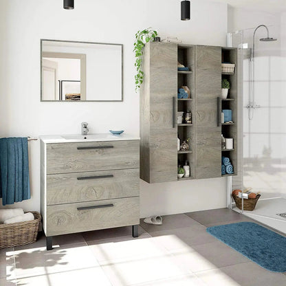 Badezimmerunterschrank Eiche Alaska 3 Schubladen 80x45x86 cm
