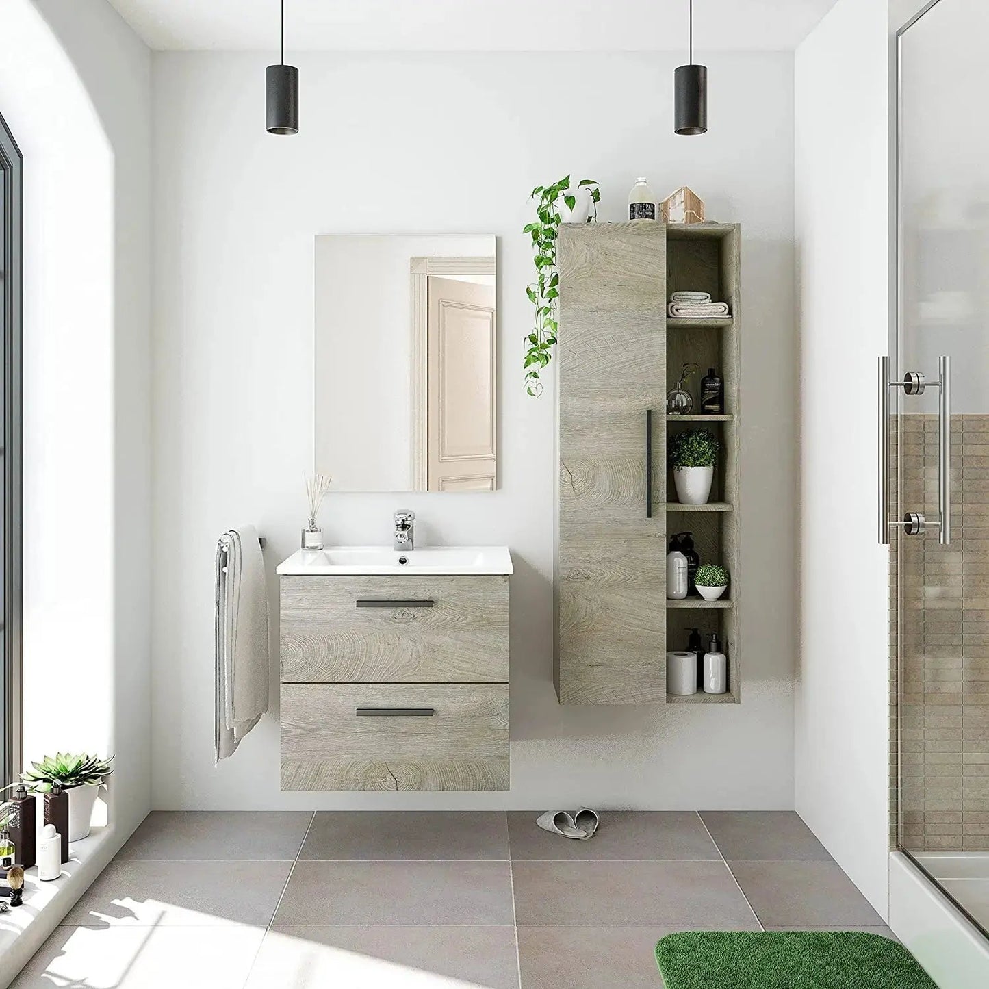 Hängender Badezimmerschrank 60x45x60H Eiche Alaska