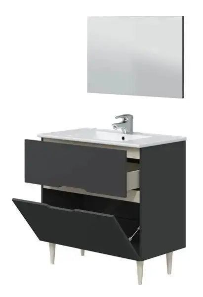 Mobile Bagno con specchio  Lotto 2 Cassetti 80X80X45H