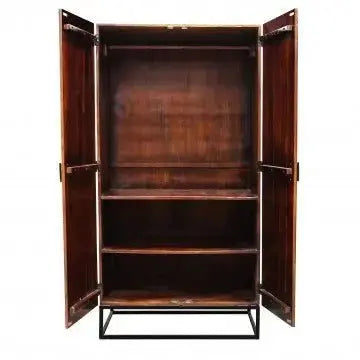 Mobile Daren: Wengé, Ante in Legno di Mango, Struttura in Ferro, cm 96x56x186