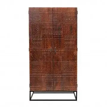 Mobile Daren: Wengé, Ante in Legno di Mango, Struttura in Ferro, cm 96x56x186