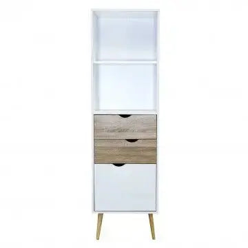 Mobile Sheldon: Legno Bianco e Naturale, cm 50x39x171