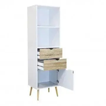 Mobile Sheldon: Legno Bianco e Naturale, cm 50x39x171