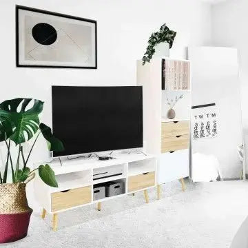 Mobile Sheldon: Legno Bianco e Naturale, cm 50x39x171