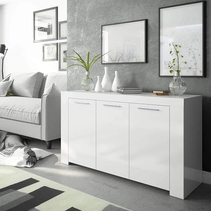Mobile Base L144 x P42 x H80 cm Bianco Opaco con Ripiani Interni
