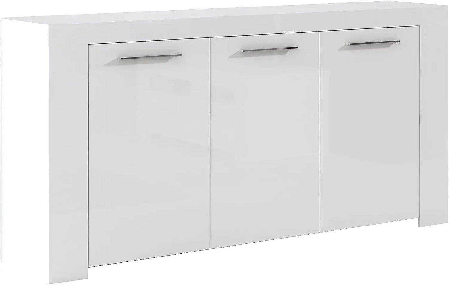 Mobile Base L144 x P42 x H80 cm Bianco Opaco con Ripiani Interni