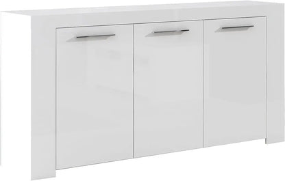 Mobile Base L144 x P42 x H80 cm Bianco Opaco con Ripiani Interni