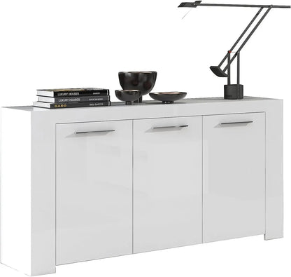 Mobile Base L144 x P42 x H80 cm Bianco Opaco con Ripiani Interni