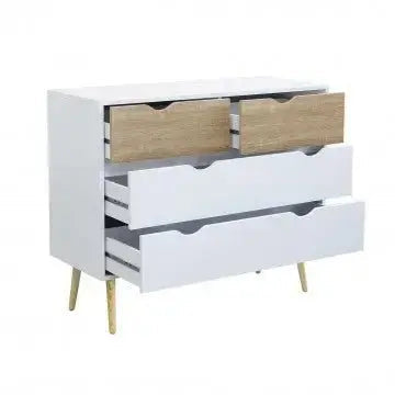 Kommode Terence: Weißes und natürliches Holz, 99x39x82 cm