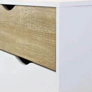 Kommode Terence: Weißes und natürliches Holz, 99x39x82 cm