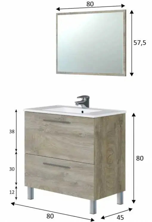 Badezimmermöbel Alaska Eiche 80x45x80 cm