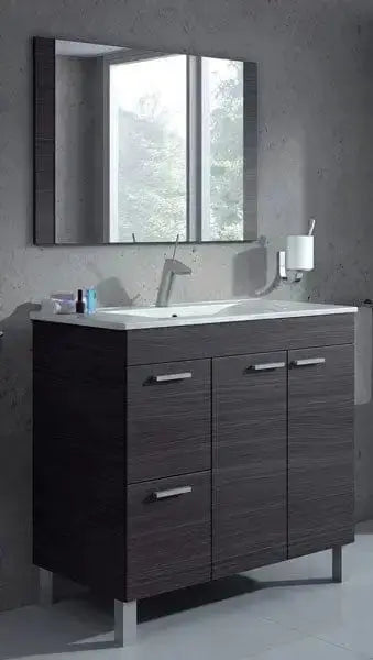 Badezimmermöbel Aschengrau 80x45x80 cm mit Spiegel