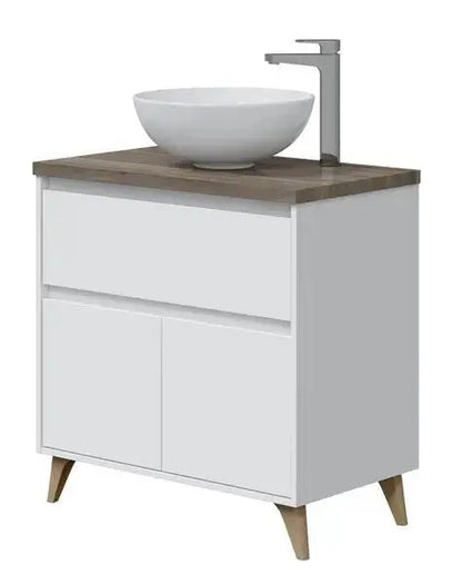 Mobile bagno cm80 lavabo tondo bianco-olmo