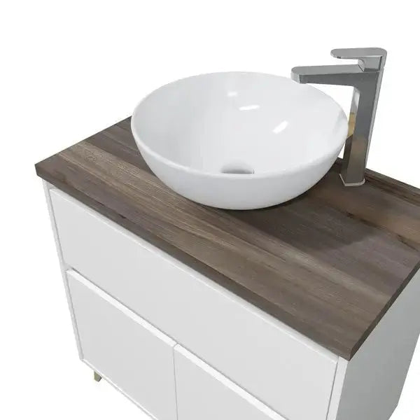 Mobile bagno cm80 lavabo tondo bianco-olmo
