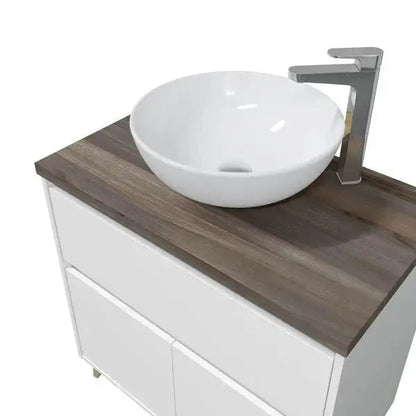 Mobile bagno cm80 lavabo tondo bianco-olmo